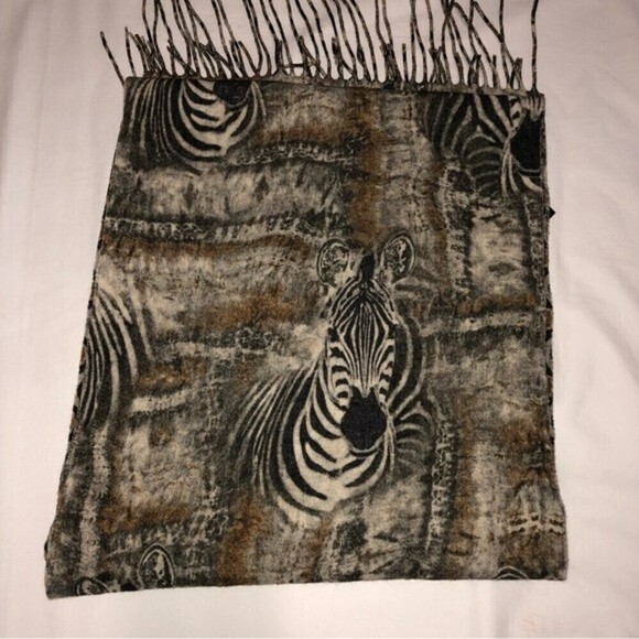 Francesco Biasia Zebra Wool Scarf Made in Italy Unisex - Picture 1 of 8